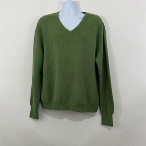 Peruvian Connection Green Alpaca V Neck Long Sleeve Sweater